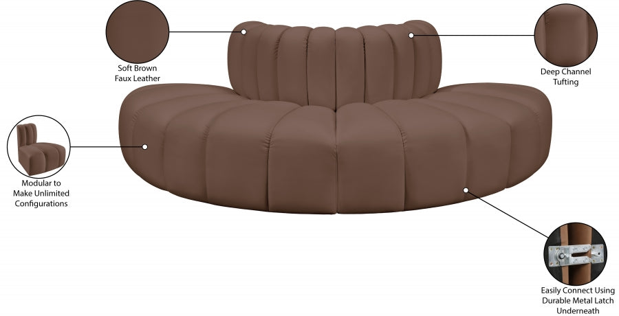 Arc Faux Leather 4pc. Sectional Brown - 101Brown-S4G - Vega Furniture