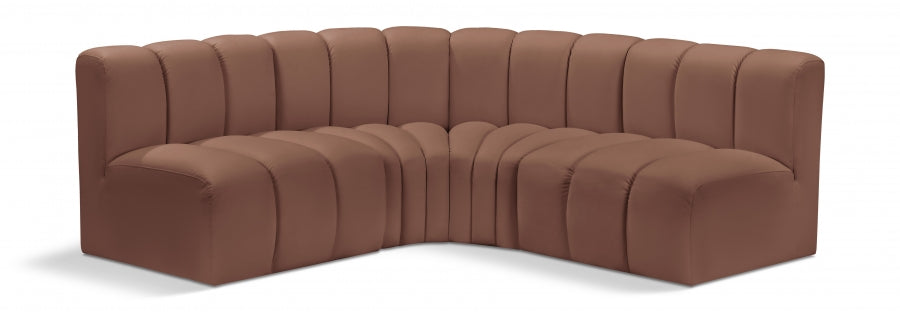 Arc Faux Leather 4pc. Sectional Cognac - 101Cognac-S4B - Vega Furniture
