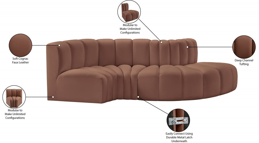 Arc Faux Leather 4pc. Sectional Cognac - 101Cognac-S4D - Vega Furniture