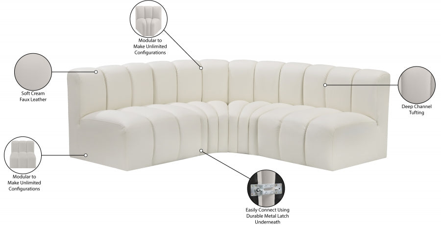 Arc Faux Leather 4pc. Sectional Cream - 101Cream-S4B - Vega Furniture