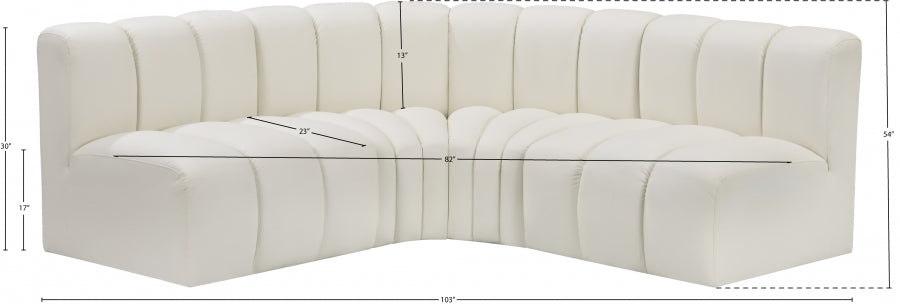 Arc Faux Leather 4pc. Sectional Cream - 101Cream-S4B - Vega Furniture