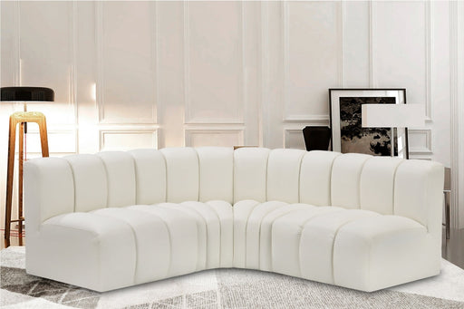 Arc Faux Leather 4pc. Sectional Cream - 101Cream-S4B - Vega Furniture