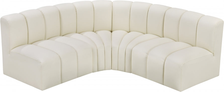 Arc Faux Leather 4pc. Sectional Cream - 101Cream-S4B - Vega Furniture