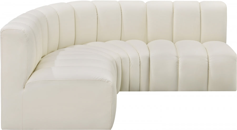 Arc Faux Leather 4pc. Sectional Cream - 101Cream-S4B - Vega Furniture