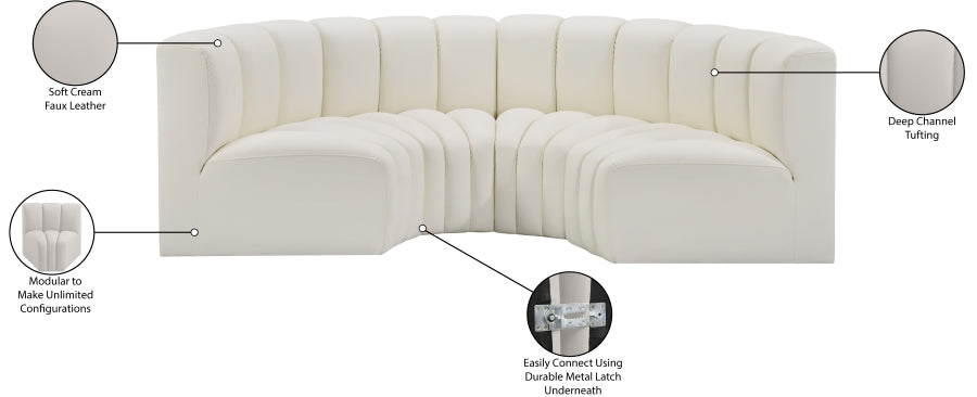 Arc Faux Leather 4pc. Sectional Cream - 101Cream-S4C - Vega Furniture