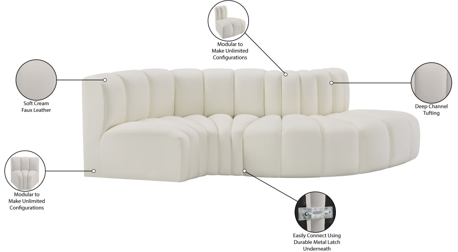 Arc Faux Leather 4pc. Sectional Cream - 101Cream-S4D - Vega Furniture