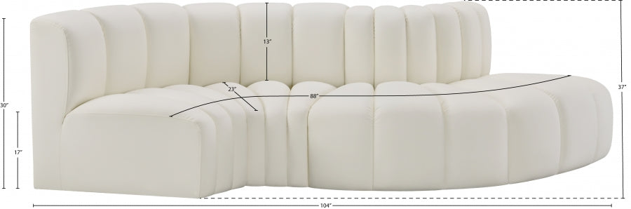 Arc Faux Leather 4pc. Sectional Cream - 101Cream-S4D - Vega Furniture