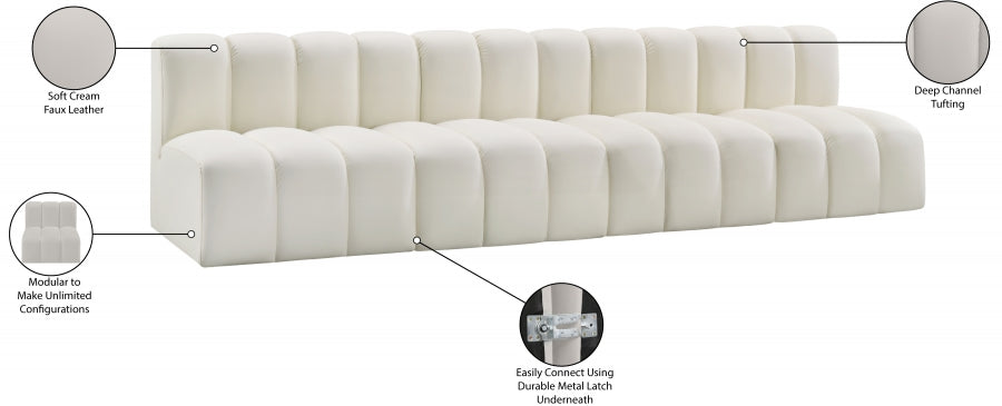 Arc Faux Leather 4pc. Sectional Cream - 101Cream-S4E - Vega Furniture