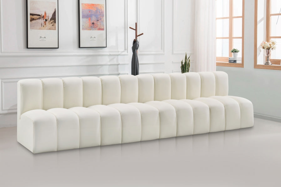 Arc Faux Leather 4pc. Sectional Cream - 101Cream-S4E - Vega Furniture