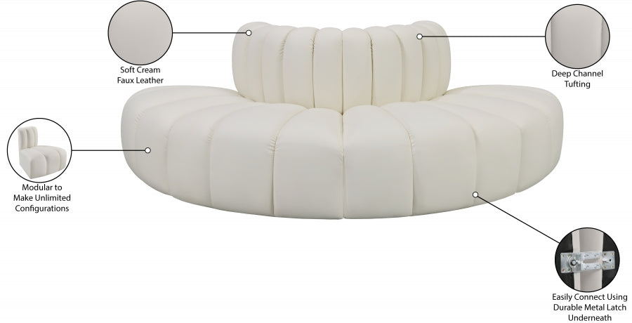 Arc Faux Leather 4pc. Sectional Cream - 101Cream-S4G - Vega Furniture