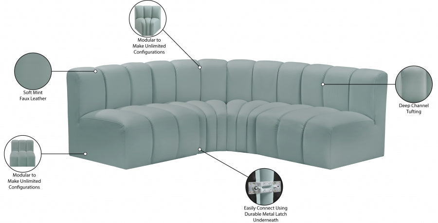 Arc Faux Leather 4pc. Sectional Mint - 101Mint-S4B - Vega Furniture