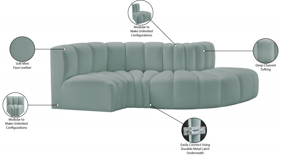 Arc Faux Leather 4pc. Sectional Mint - 101Mint-S4D - Vega Furniture