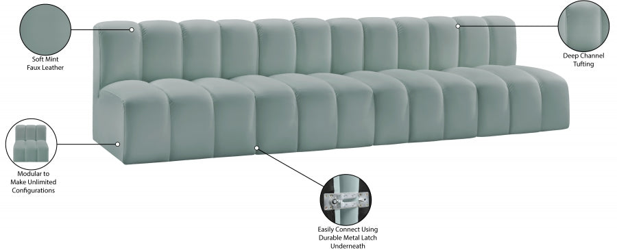 Arc Faux Leather 4pc. Sectional Mint - 101Mint-S4E - Vega Furniture