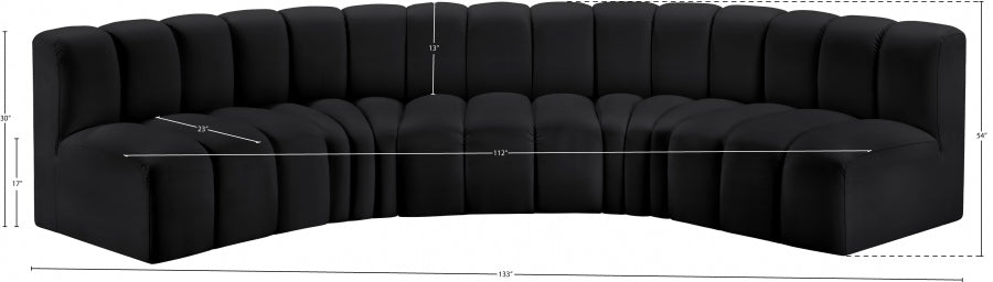 Arc Faux Leather 5pc. Sectional Black - 101Black-S5A - Vega Furniture