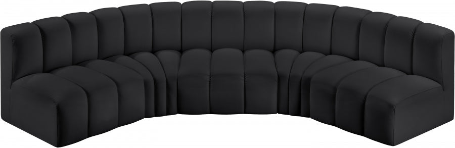 Arc Faux Leather 5pc. Sectional Black - 101Black-S5A - Vega Furniture