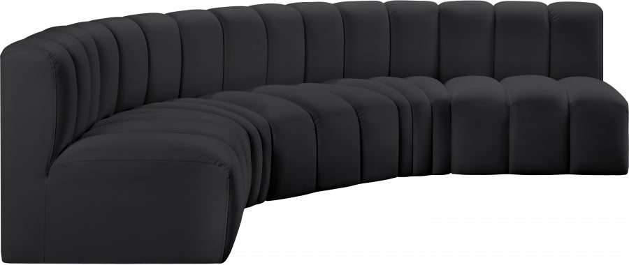 Arc Faux Leather 5pc. Sectional Black - 101Black-S5A - Vega Furniture