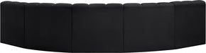 Arc Faux Leather 5pc. Sectional Black - 101Black-S5A - Vega Furniture