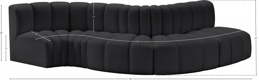 Arc Faux Leather 5pc. Sectional Black - 101Black-S5B - Vega Furniture