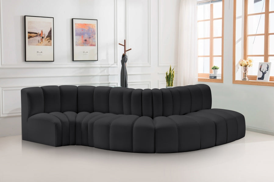 Arc Faux Leather 5pc. Sectional Black - 101Black-S5B - Vega Furniture