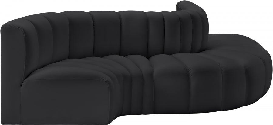 Arc Faux Leather 5pc. Sectional Black - 101Black-S5B - Vega Furniture