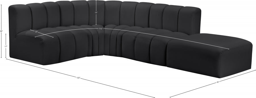 Arc Faux Leather 5pc. Sectional Black - 101Black-S5C - Vega Furniture