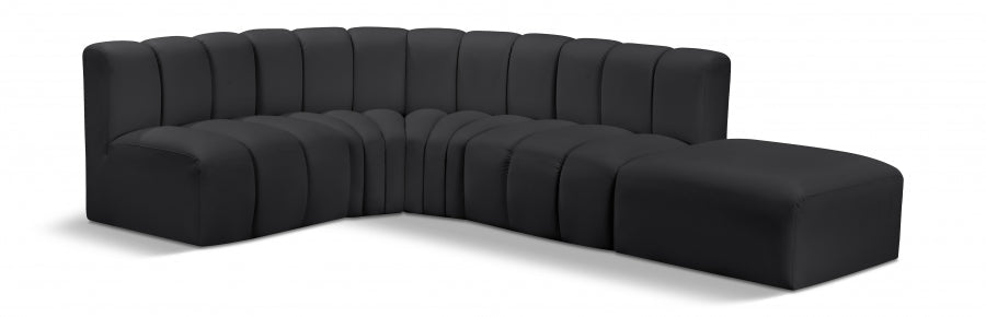 Arc Faux Leather 5pc. Sectional Black - 101Black-S5C - Vega Furniture