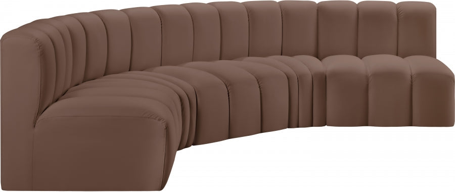 Arc Faux Leather 5pc. Sectional Brown - 101Brown-S5A - Vega Furniture