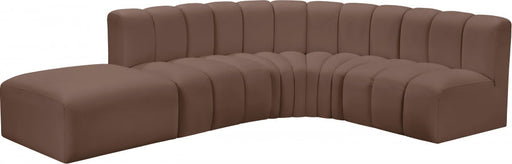 Arc Faux Leather 5pc. Sectional Brown - 101Brown-S5C - Vega Furniture