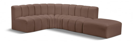 Arc Faux Leather 5pc. Sectional Brown - 101Brown-S5C - Vega Furniture