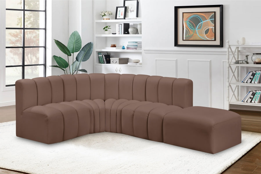 Arc Faux Leather 5pc. Sectional Brown - 101Brown-S5C - Vega Furniture