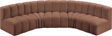 Arc Faux Leather 5pc. Sectional Cognac - 101Cognac-S5A - Vega Furniture