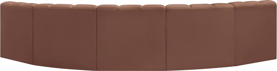 Arc Faux Leather 5pc. Sectional Cognac - 101Cognac-S5A - Vega Furniture