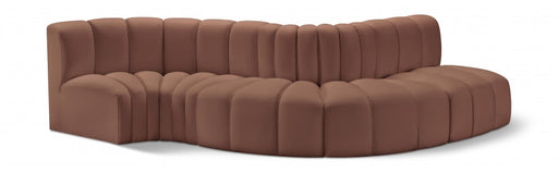 Arc Faux Leather 5pc. Sectional Cognac - 101Cognac-S5B - Vega Furniture