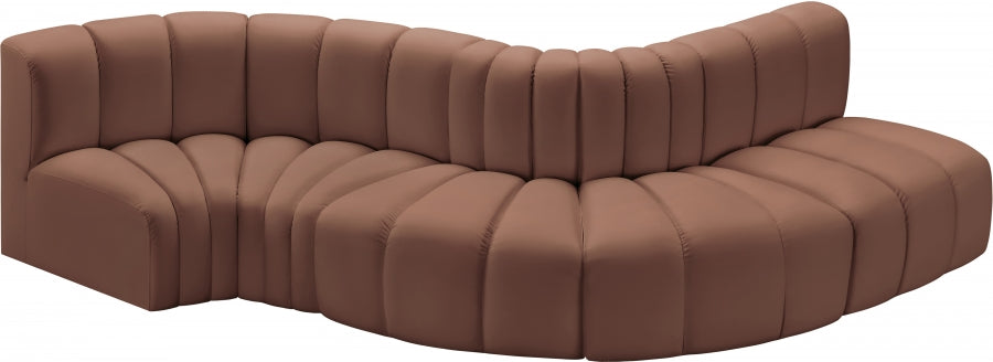 Arc Faux Leather 5pc. Sectional Cognac - 101Cognac-S5B - Vega Furniture