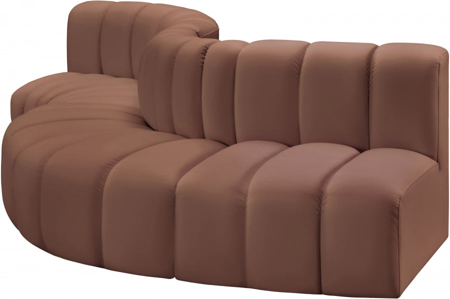 Arc Faux Leather 5pc. Sectional Cognac - 101Cognac-S5B - Vega Furniture