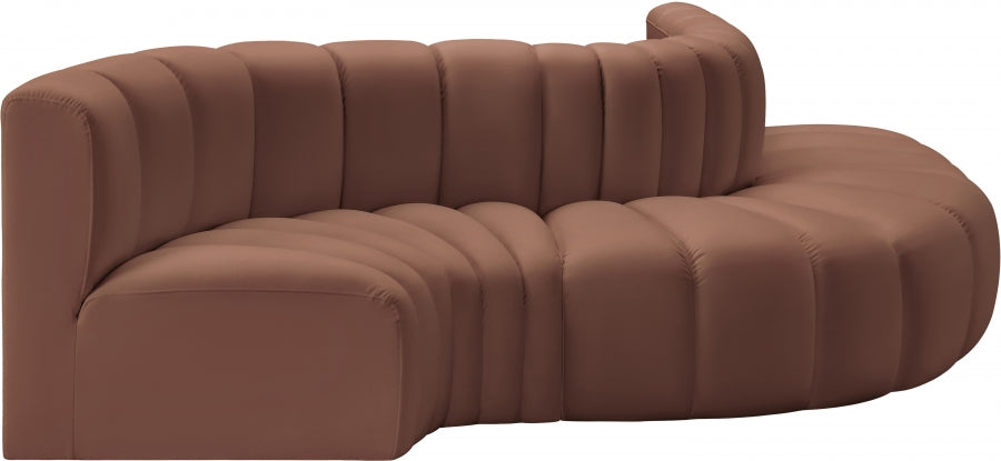 Arc Faux Leather 5pc. Sectional Cognac - 101Cognac-S5B - Vega Furniture