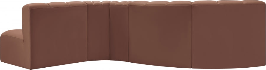 Arc Faux Leather 5pc. Sectional Cognac - 101Cognac-S5B - Vega Furniture