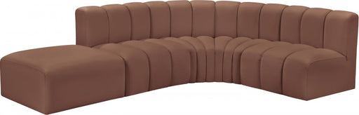 Arc Faux Leather 5pc. Sectional Cognac - 101Cognac-S5C - Vega Furniture