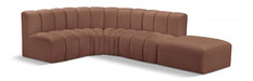 Arc Faux Leather 5pc. Sectional Cognac - 101Cognac-S5C - Vega Furniture