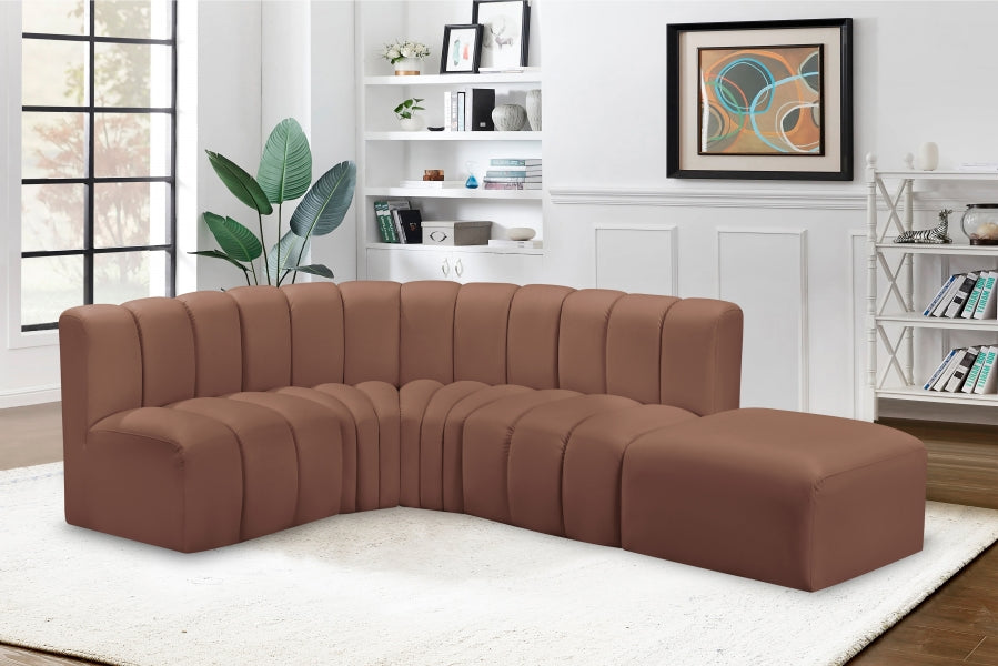 Arc Faux Leather 5pc. Sectional Cognac - 101Cognac-S5C - Vega Furniture