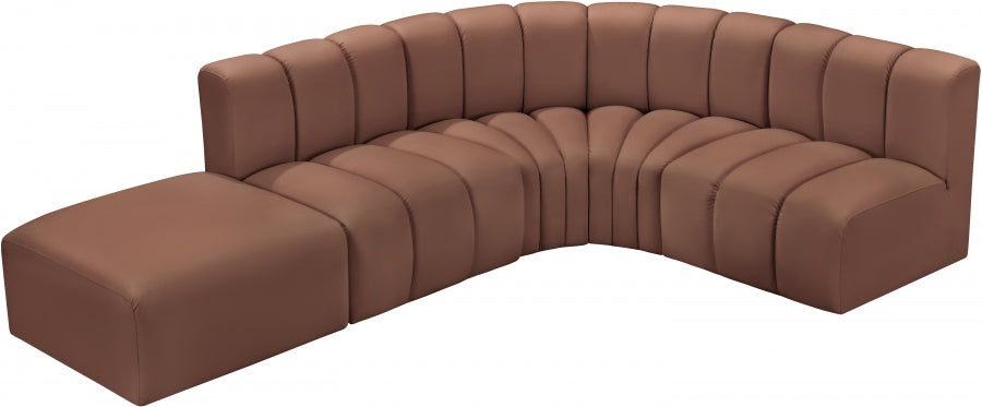 Arc Faux Leather 5pc. Sectional Cognac - 101Cognac-S5C - Vega Furniture