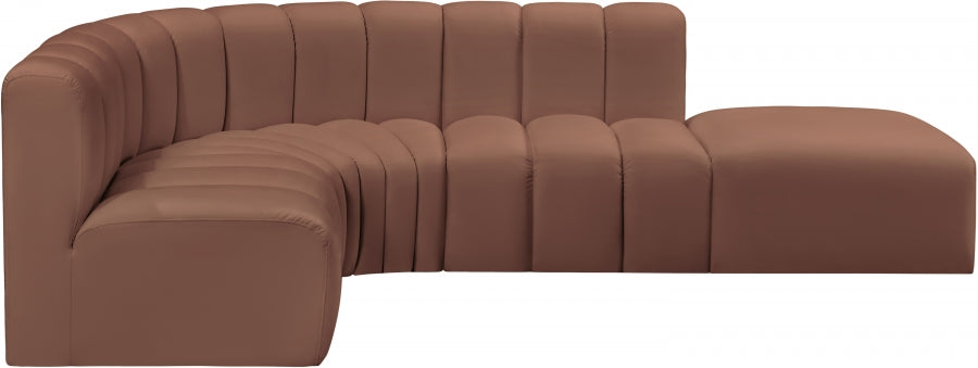 Arc Faux Leather 5pc. Sectional Cognac - 101Cognac-S5C - Vega Furniture