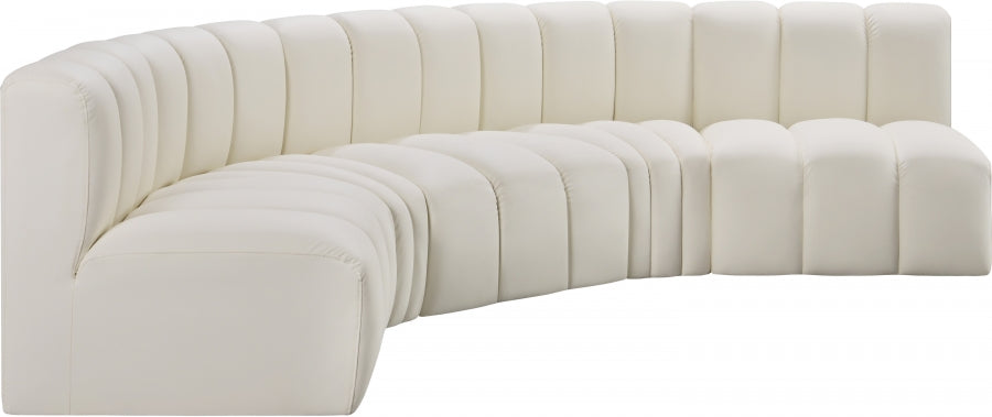 Arc Faux Leather 5pc. Sectional Cream - 101Cream-S5A - Vega Furniture