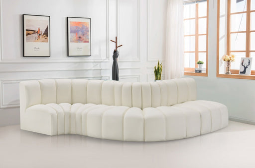 Arc Faux Leather 5pc. Sectional Cream - 101Cream-S5B - Vega Furniture