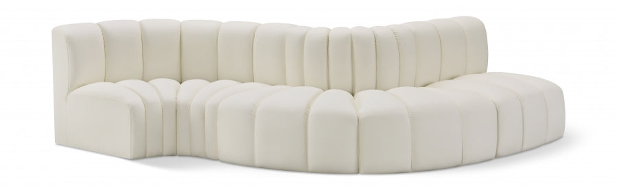 Arc Faux Leather 5pc. Sectional Cream - 101Cream-S5B - Vega Furniture