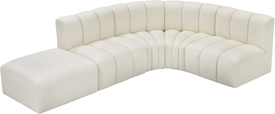Arc Faux Leather 5pc. Sectional Cream - 101Cream-S5C - Vega Furniture