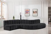 Arc Faux Leather 6pc. Sectional Black - 101Black-S6A - Vega Furniture