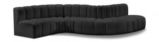 Arc Faux Leather 6pc. Sectional Black - 101Black-S6A - Vega Furniture