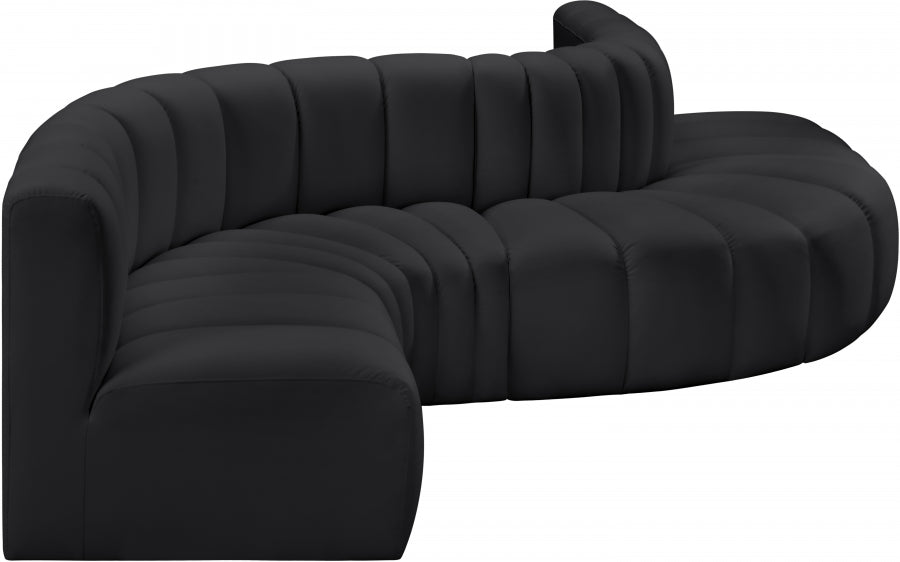 Arc Faux Leather 6pc. Sectional Black - 101Black-S6A - Vega Furniture