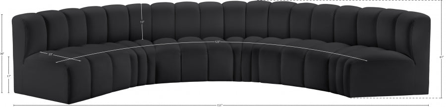 Arc Faux Leather 6pc. Sectional Black - 101Black-S6B - Vega Furniture